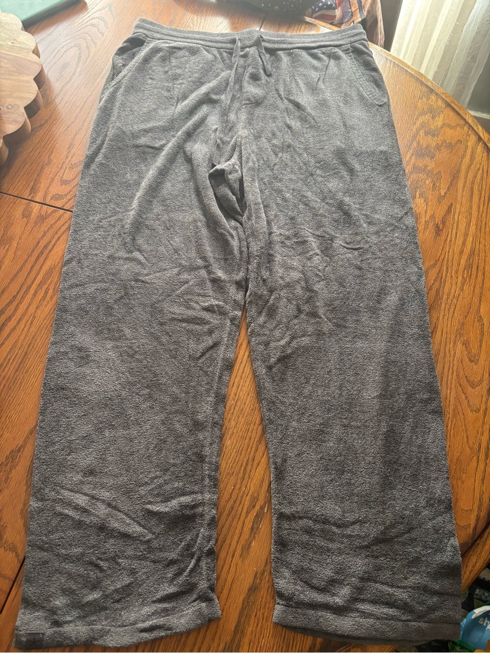 Barefoot dreams cozy chic ultra lite wide leg charcoal gray pants L womens